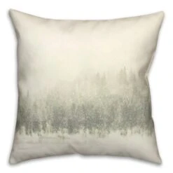 Let It Snow Tree Line Green 18x18 Throw Pillow