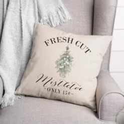 Fresh Cut Mistletoe 18x18 Throw Pillow 7 Fresh Cut Mistletoe 18x18 Throw Pillow -Michaels X-Mas Decor D518474S 2