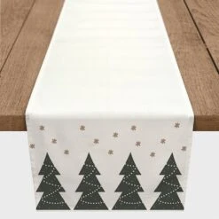 90" Christmas Tree Snow Twill Table Runner -Michaels X-Mas Decor D518490S 2