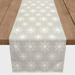 Neutral Snow Flakes 16x90 Poly Twill Table Runner 8 Neutral Snow Flakes 16x90 Poly Twill Table Runner -Michaels X-Mas Decor D518493S 2
