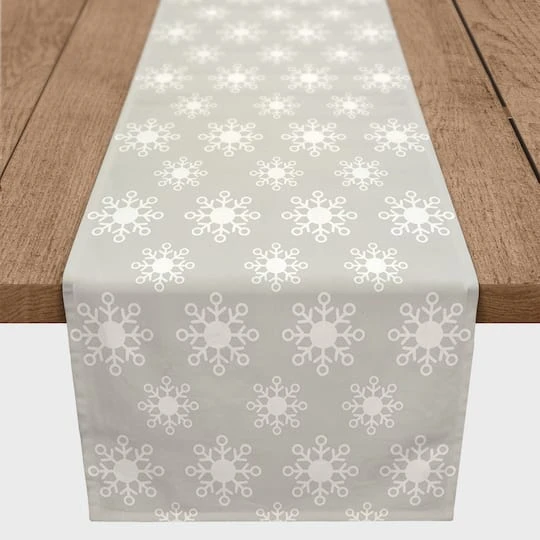 Neutral Snow Flakes 16x90 Poly Twill Table Runner 5 Neutral Snow Flakes 16x90 Poly Twill Table Runner - Image 3