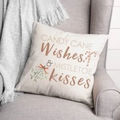 Candycane Wishes Kisses 18x18 Throw Pillow 7 Candycane Wishes Kisses 18x18 Throw Pillow -Michaels X-Mas Decor D518495S 2