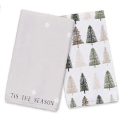 Tis The Season Snow Trees Tea Towels - Set Of 2