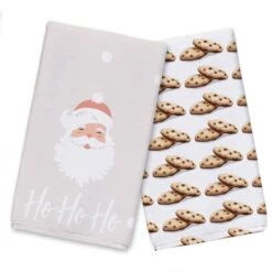 Ho Ho Ho Santa Cookies Tea Towels - Set Of 2