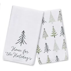Home For The Holidays Trees Tea Towels - Set Of 2