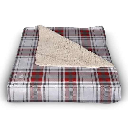 Red And Gray Plaid 50x60 Sherpa Fleece Blanket 5 Red And Gray Plaid 50x60 Sherpa Fleece Blanket - Image 3