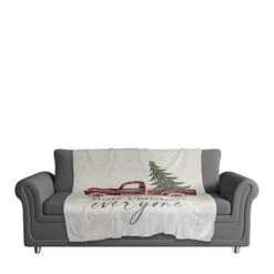 Merry Christmas Truck Sherpa Fleece Blanket -Michaels X-Mas Decor D518546S 3