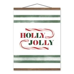 Holly Jolly Candy 16x20 Teak Hanging Canvas