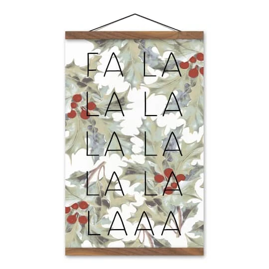 Fa La La La 12x18 Teak Hanging Canvas 3 Fa La La La 12x18 Teak Hanging Canvas