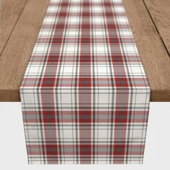Red Gray Plaid 16x72 Cotton Twill Runner -Michaels X-Mas Decor D518562S 2