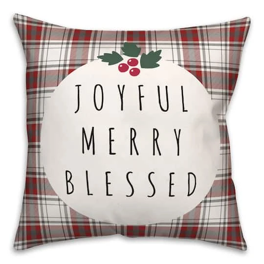 Joyful Merry Blessed 18x18 Throw Pillow 3 Joyful Merry Blessed 18x18 Throw Pillow