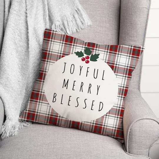 Joyful Merry Blessed 18x18 Throw Pillow 6 Joyful Merry Blessed 18x18 Throw Pillow - Image 4