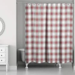 Red & Gray Plaid Shower Curtain -Michaels X-Mas Decor D518565S 2