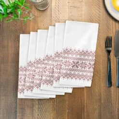 Knit Snowflakes 10x10 Cotton Twill Napkin 9 Knit Snowflakes 10x10 Cotton Twill Napkin -Michaels X-Mas Decor D518589S 3