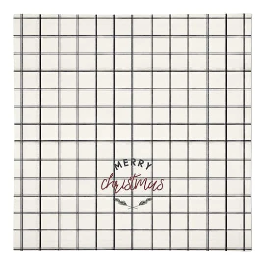 Designs Direct Merry Christmas Grid 10" X 10" Cotton Twill Napkin 4 Designs Direct Merry Christmas Grid 10" X 10" Cotton Twill Napkin - Image 2