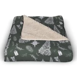 Sage Christmas Trees Sherpa Fleece Blanket 8 Sage Christmas Trees Sherpa Fleece Blanket -Michaels X-Mas Decor D518603S 2