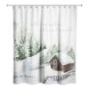 Snowy Cabin Shower Curtain -Michaels X-Mas Decor D518612S 1