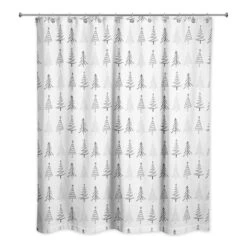 Designs Direct Christmas Tree Sketches 71" X 74" Shower Curtain