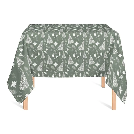 58" Sage Christmas Tablecloth 5 58" Sage Christmas Tablecloth - Image 3
