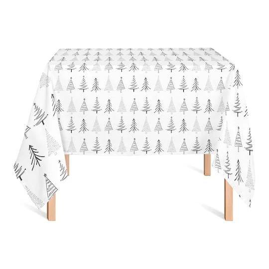 58" Christmas Tree Sketches Tablecloth 5 58" Christmas Tree Sketches Tablecloth - Image 3