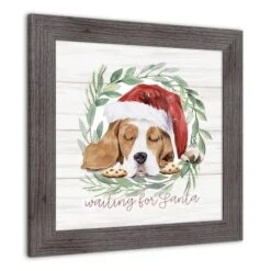 Designs Direct 16" X 16" Santa Dog Western Gray Framed Print -Michaels X-Mas Decor D518641S 2
