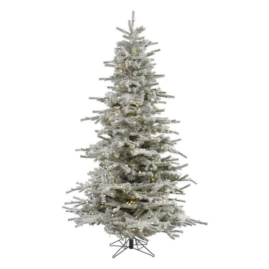 6.5ft. Pre-Lit Flocked Sierra Fir Artificial Christmas Tree, Pure White Dura-Lit® LED Lights 4 6.5ft. Pre-Lit Flocked Sierra Fir Artificial Christmas Tree, Pure White Dura-Lit® LED Lights - Image 2