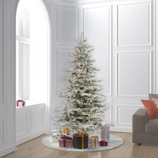 6.5ft. Pre-Lit Flocked Sierra Fir Artificial Christmas Tree, Pure White Dura-Lit® LED Lights 5 6.5ft. Pre-Lit Flocked Sierra Fir Artificial Christmas Tree, Pure White Dura-Lit® LED Lights - Image 3