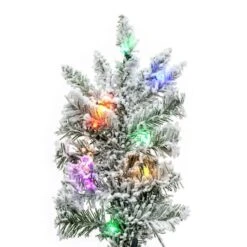 9ft. Pre-Lit Flocked Utica Fir Slim Artificial Christmas Tree, Multi-Colored LED Lights 12 9ft. Pre-Lit Flocked Utica Fir Slim Artificial Christmas Tree, Multi-Colored LED Lights -Michaels X-Mas Decor D522359S 3