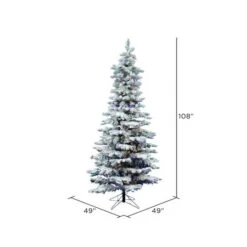 9ft. Pre-Lit Flocked Utica Fir Slim Artificial Christmas Tree, Multi-Colored LED Lights 13 9ft. Pre-Lit Flocked Utica Fir Slim Artificial Christmas Tree, Multi-Colored LED Lights -Michaels X-Mas Decor D522359S 4