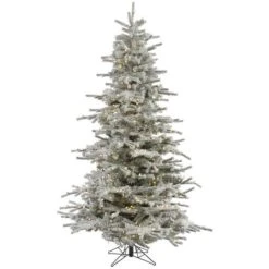 7.5ft. Pre-Lit Flocked Sierra Fir Artificial Christmas Tree, Pure White Dura-Lit® LED Lights -Michaels X-Mas Decor D522409S 1 1