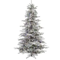 6.5ft. Pre-Lit Flocked Sierra Fir Artificial Christmas Tree, Multicolor LED Lights -Michaels X-Mas Decor D522461S 1 1