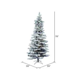 6.5ft. Pre-Lit Slim Flocked Utica Fir Artificial Christmas Tree, Multicolor Dura-Lit® LED Lights 11 6.5ft. Pre-Lit Slim Flocked Utica Fir Artificial Christmas Tree, Multicolor Dura-Lit® LED Lights -Michaels X-Mas Decor D522467S 4