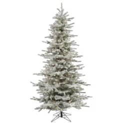 6.5ft. Pre-Lit Slim Flocked Sierra Fir Artificial Christmas Tree, Pure White Dura-Lit® LED Lights -Michaels X-Mas Decor D522526S 1 1