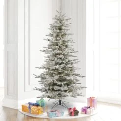 6.5ft. Pre-Lit Slim Flocked Sierra Fir Artificial Christmas Tree, Pure White Dura-Lit® LED Lights -Michaels X-Mas Decor D522526S 2