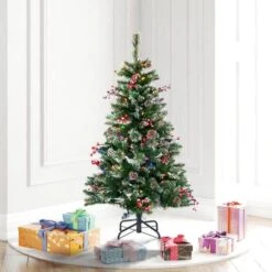 4.5ft. Pre-Lit Snow Tipped Pine & Berry Artificial Christmas Tree, Warm White LED Lights -Michaels X-Mas Decor D522589S 2