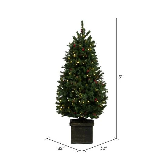 5ft. Pre-Lit Potted Mixed Berry Pine Artificial Christmas Tree, White LED Lights 10 5ft. Pre-Lit Potted Mixed Berry Pine Artificial Christmas Tree, White LED Lights - Image 8