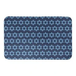 Designs Direct Blue Star Of David Pattern Bath Mat, 34" X 21"