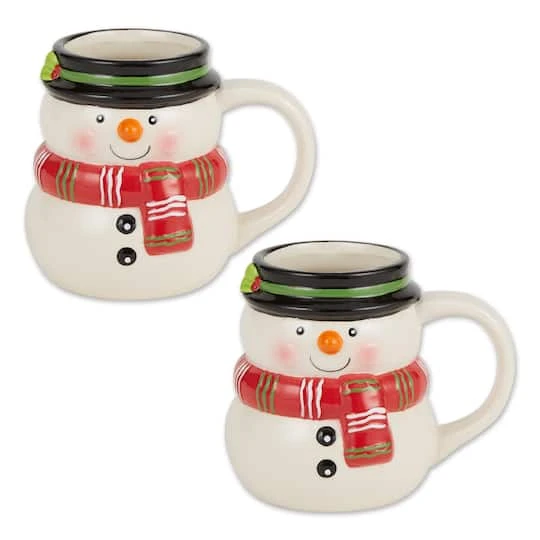 DII® 12oz. Cheerful Snowman Ceramic Mugs, 2ct. 4 DII® 12oz. Cheerful Snowman Ceramic Mugs, 2ct. - Image 2