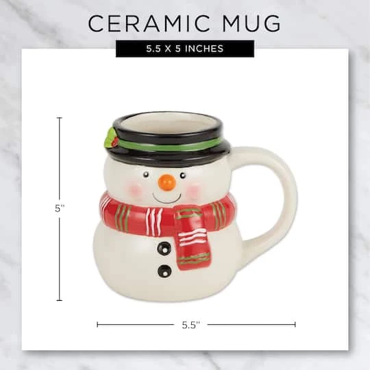 DII® 12oz. Cheerful Snowman Ceramic Mugs, 2ct. 6 DII® 12oz. Cheerful Snowman Ceramic Mugs, 2ct. - Image 4