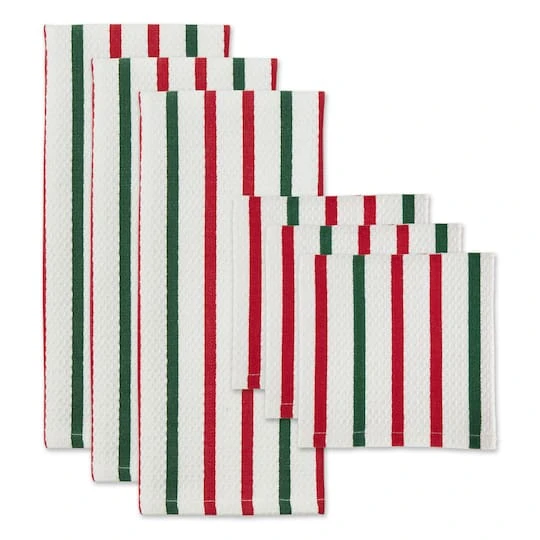 DII® Holiday Stripes Heavyweight Dishtowel & Dishcloth Set 3 DII® Holiday Stripes Heavyweight Dishtowel & Dishcloth Set