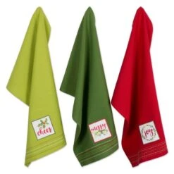 DII® Assorted Holiday Greetings Embellished Dishtowel Set
