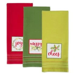 DII® Assorted Holiday Greetings Embellished Dishtowel Set -Michaels X-Mas Decor D539865S 4