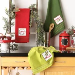 DII® Assorted Holiday Greetings Embellished Dishtowel Set -Michaels X-Mas Decor D539865S 6