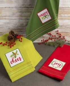 DII® Assorted Holiday Greetings Embellished Dishtowel Set -Michaels X-Mas Decor D539865S 7