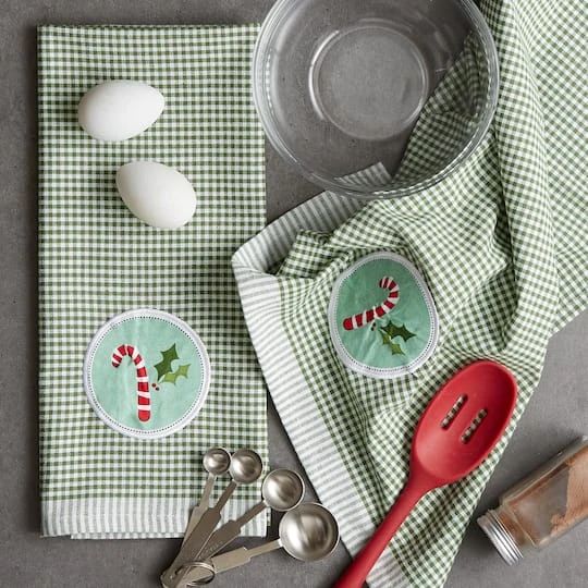 DII® Candy Cane Embellished Dishtowel Set 8 DII® Candy Cane Embellished Dishtowel Set - Image 6