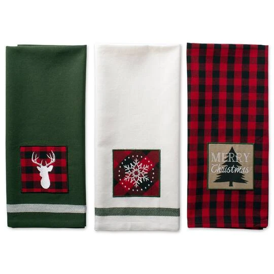 DII® Christmas Fireside Embellished Dishtowels Set 4 DII® Christmas Fireside Embellished Dishtowels Set - Image 2