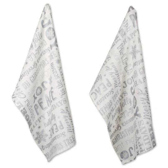 DII® Silver Christmas Collage Dishtowel Set 4 DII® Silver Christmas Collage Dishtowel Set - Image 2