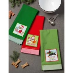DII® Christmas Kitty Embellished Dishtowel Set -Michaels X-Mas Decor D539880S 8