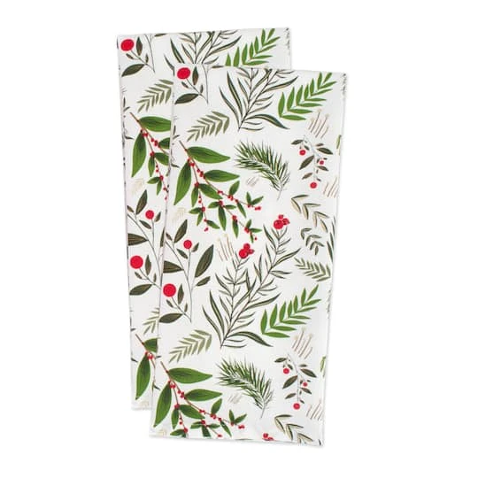 DII® Holiday Sprigs Printed Dishtowel Set 8 DII® Holiday Sprigs Printed Dishtowel Set - Image 6