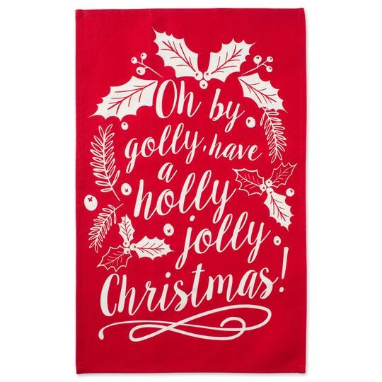 DII® Red & Green Boughs Of Holly Dishtowel Set 7 DII® Red & Green Boughs Of Holly Dishtowel Set - Image 5